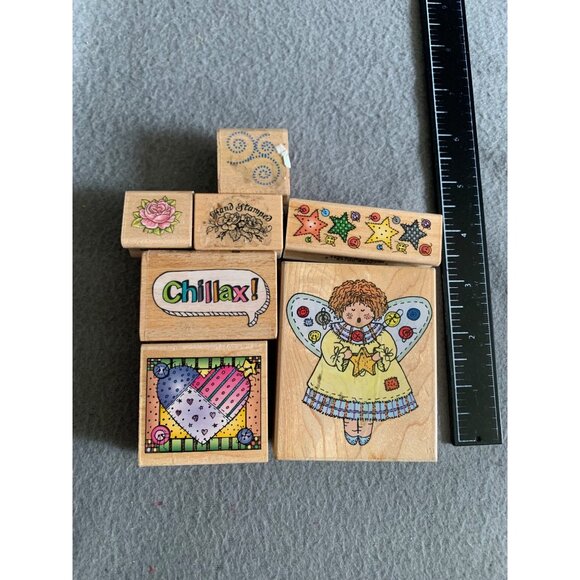 Rubber Stamp Set - Cute Angel Stars Patchwork Chillax Designs - Picture 3 of 4